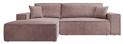 Selsey Sofa Ecksofa Eckcouch Schlafsofa Couch Mit Stauraum Schlaffunktion Pflegeleicht Polyurethanschaum L Form Links Farese Rosa Cordoptik