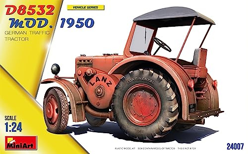 MiniArt 24007 1:24 Schlepper D8532 Mod.1950 - originalgetreue Nachbildung, Modellbau, Plastik Bausatz, Basteln, Hobby, Kleben, Modellbausatz, Zusammenbauen, unlackiert