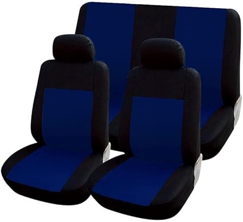 Susy Shop Housses de siège universelles pour voiture, kit avant et arrière, différentes couleurs, doux, confortable, respirant, protection pour sièges de voiture (noir/bleu)