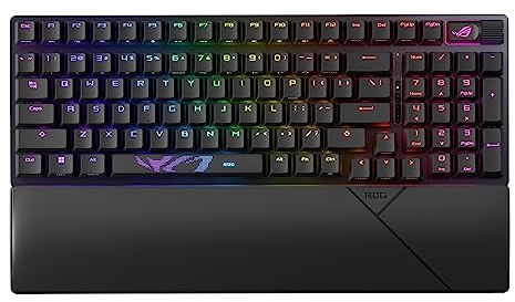 ASUS ROG Strix Scope II 96 Wireless - Clavier mécanique gaming - tri-mode, commandes multifonctions, Switchs & stabilisateurs ROG NX Snow et Hot-swap, 3 angles d'inclinaison et repose-poignets, AZERTY
