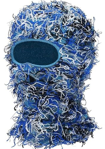 Malaxlx Distressed Balaclava Sturmhaube Gesichtsmaske Skimaske Gestrickt Balaclava Shiesty Vollgesichts Maske Winter Winddicht Beanie Halswärmer für Damen Herren