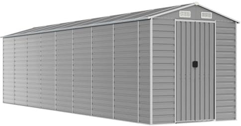 vidaXL Garden Shed | Light grey | Galvanised Steel | Large | Garden Shed