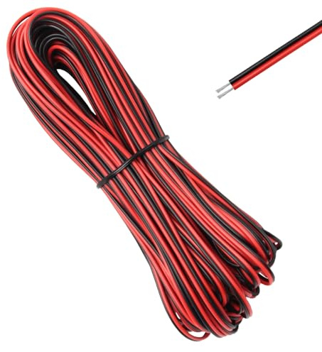 UTMACH 20M 22AWG Elektrischer Draht Schwarz Rot 2 Adrig | PVC Kabel Zwillingslitzen,Verzinnter Kupferdraht Flexible,Led Verlängerungskabel 0.3mm²