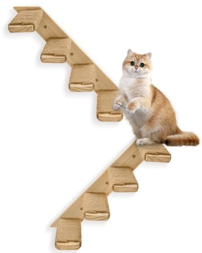2 Pack 4 Steps Cat Wall Shelves and Stairs with Sisal Rope.Cat Wall Steps/Ladder Furniture ＆ cat Tree Supplies(Catstairs 2Pack-4Steps)