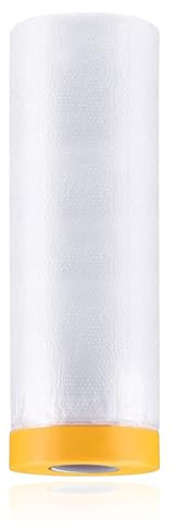 QHKLEW Abdeckfolie mit Klebeband, Transparent, 2X50M, Schutz für Möbel und Boden, Selbstklebend, Maler Klebeband