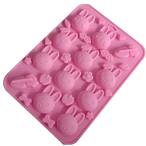 Ostern Silikonform Osterei, Kaninchen, Korb und Hasenkopfform Silikonform Backformen Silikon Pralinenform Schokoladenform Ostern Plätzchenformen Ausstechformen Silikonform für Ostern (pink-3, 1PC)
