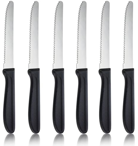 hunnycook Frühstücksmesser 6 Stück, Wellenförmiger Tafelmesser mit Wellenschliff, Frühstücksmesser set aus Edelstahl, Besteck messer set für Haus und Restaurant, Spülmaschinenfest