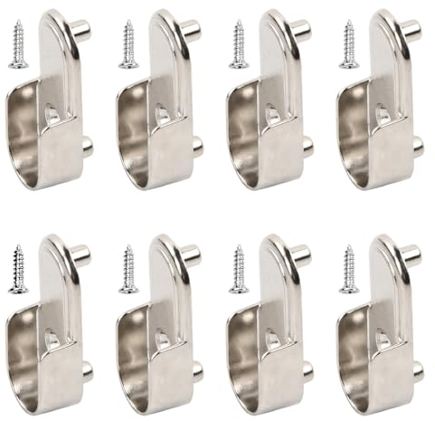8 Stück Kleiderstangenhalter,Metall Oval Kleiderstangenhalter,Schrankrohrlager,Gardinenstange Kleiderstange, Schrankrohrlager Vernickelt, Edelstahl Kleiderschrank Stangenhalter