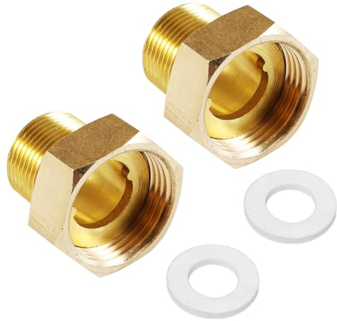 2 raccordi per pompa, DN 25, viti per contatore dell'acqua, dado da 1 pollice x filettatura esterna da 3/4, raccordo in ottone con guarnizioni per pompa di circolazione, riscaldamento