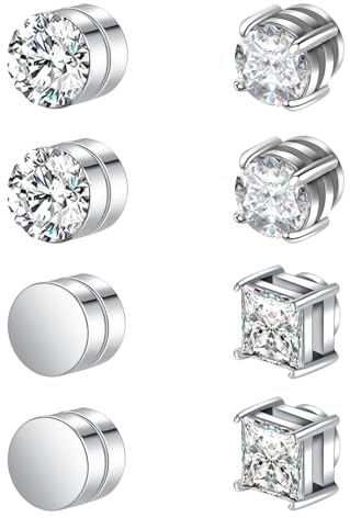 GMXJGZ Magnetische Ohrringe Herren Damen Mit Zirkonia-Einlage - Hypoallergene Magnet Ohrringe Fake Earrings
