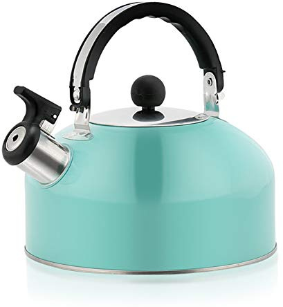 LWLYLCHBM Kettle induction stainless steel whistling kettle Tea kettle for induction cooker gas stove with flute large silver retro vintage design whistling kettle-Blue
