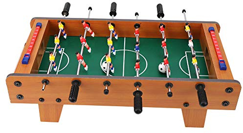 Kickertisch, Holz, 50 X 25 X 15,5 cm, 2–4 Spieler, Tragbares Mini-Kickerspiel-Set, 360-Grad-Drehung, Inklusive Punktezähler, Fußballspiel-Tischplatte für (Natürliche Holzfarbe)