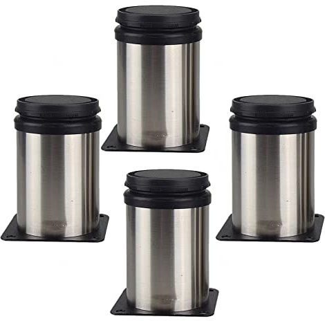 RWRAPS 4X Möbelbeine aus Edelstahl, verstellbare Sofabeine, Bettbeine, Couchtisch-Stützbeine, 15/20/25 cm erhöhte Tischbeine, mit Schrauben, 30 cm (11,8 Zoll) (schwarz 30 cm (11,8 Zoll))
