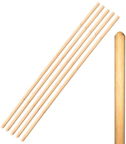 Wooden Broom Handle Stick Replacement Wood Handle Heavy Duty Durable Wood Broom 48 inces (120 cm) Long Mop Handle 15/16 (23/24mm) Diameter Broomstick Wooden Pole Only (Pack of 5, 1/8 (28/29mm))