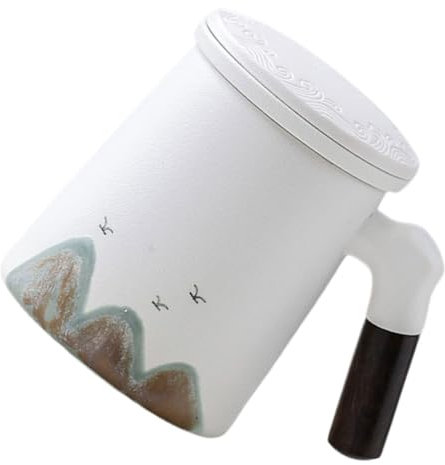 PRETYZOOM Cerámica Taza de Té con Tapa y Filtro para Infusionar