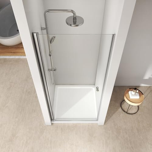 EMKE Duschtür 90x185cm Pendeltür Nische, Duschabtrennung Duschwand Nischentür Duschtüren Glastür Dusche Duschtrennwand Glas 6mm Sicherheitsglas