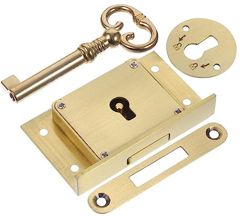 AUTSUPPL Vintage Style Brass Square Drawer Lock Cabinet Furniture Lock Keys Matte Finish Flush Mount for Wooden Desk Drawers and Cupboard Doors Replacement Set