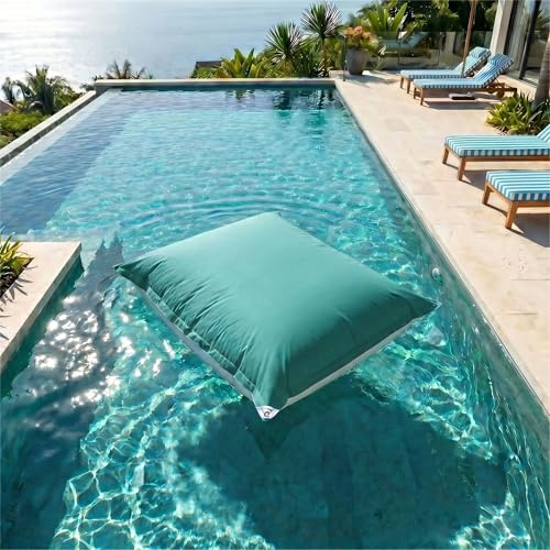 Housse pour Pouf Géant XXL 180x140cm - Déhoussable - Flottant pour Piscine - Bleu Caraïbes - Déco Arts