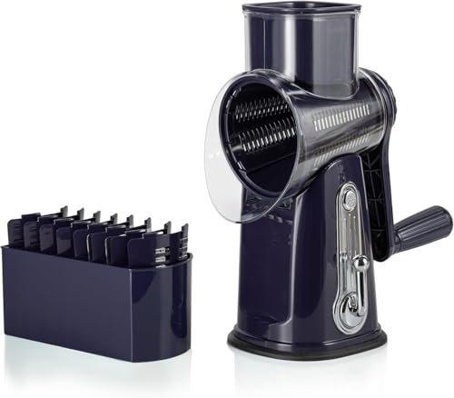 Chef Power Râpe à fromage 5 en 1 à manivelle de qualité supérieure – Râpe à fromage rotative en acier inoxydable pour râper sans effort – Design durable et ergonomique pour un usage professionnel et
