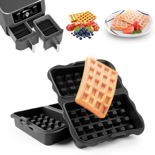 2 Pièces Moule Gaufre Air Fryer Ninja, Reusable Moule Silicone Air Fryer Accessoires Pour Cosori Air Fryer 10L Twinfry & Ninja Af500EU, Gaufres Air Fryer Accessoires