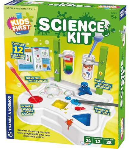 Thames & Kosmos First Science Kit für Kinder, STEM-Lernen, Einführung in die Chemie für Kinder ab 5 Jahren, sichere und pädagogische Laboreinrichtung mit über 20 langlebigen Werkzeugen, 12
