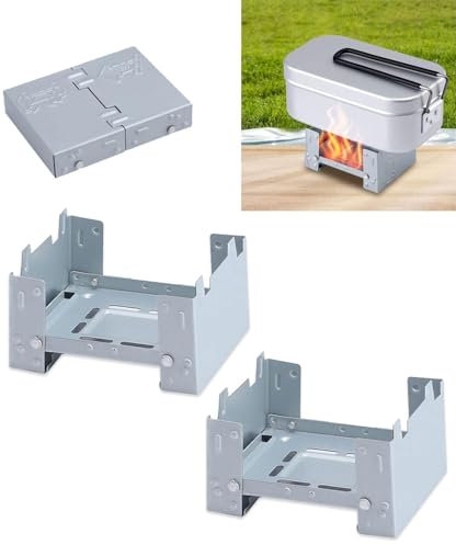 Azwood Lot de 2 réchauds portables à combustible solide - Réchaud pliable - Pour le camping, la randonnée, le pique-nique, le barbecue - Format de poche