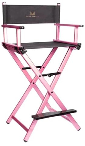 MANY BEAUTY Make up Stuhl Klappbarer Visagistenstuhl für Kosmetikstudio und Mobile Makeup Artists Leicht Stabil Ergonomisch Faltbar für Einfachen Transport und Platzsparend - Rosa