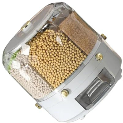 YIBOZI Storage Containers,Sealed 360 Degree Rotating Rice Dispenser Sturdy Rice Box with Visual Inventory Window Rotatable Grains Storagee Box