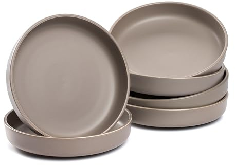 LEONARDO HOME Speiseteller ROMA 6er Set • Ø 19,7 cm • Mikrowellen- & Spülmaschinengeeignet • stapelbar • Keramik Geschirr für 6 Personen • Steingut-Teller, leicht matte Oberfläche • taupe • 027923