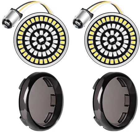 Benlari 2inch Front Turn Signals, 60LEDs 1157 Turn Signals with 2 Smoked Lens Cover Fit for Harley Touring Street Glide Road Glide Road King Electra Glide Sportster Iron 883 Dyna Softail 1986-2024