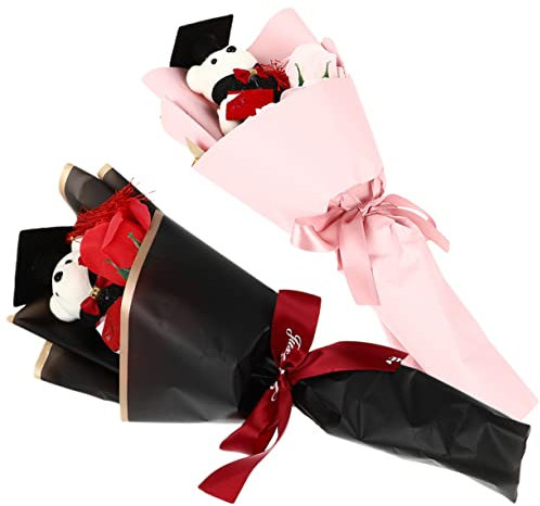 Luxshiny 2piezas De Flores Artificiales De Peluche De Graduación Decoración y De Graduación Rojo y Accesorios para Fotografía y Celebraciones