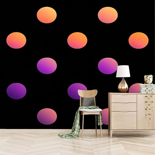 fototapete 3d effekt 250x180cm Gelb-violette Kreisförmige Geometrie mustertapete 3D Wandbild aus Ölgemäldeleinwand, mehrteilig ohne Kleber für moderne Räume EB24-842