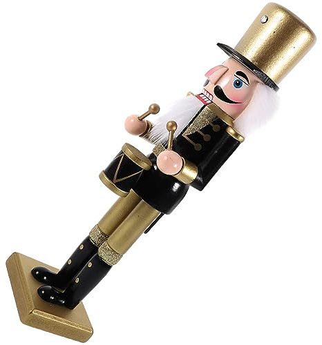 DECHOUS Wooden Christmas Nutcracker Ornament Black Gold Nutcracker Soldier Figurine Festive Home Decoration Xmas Party Favor