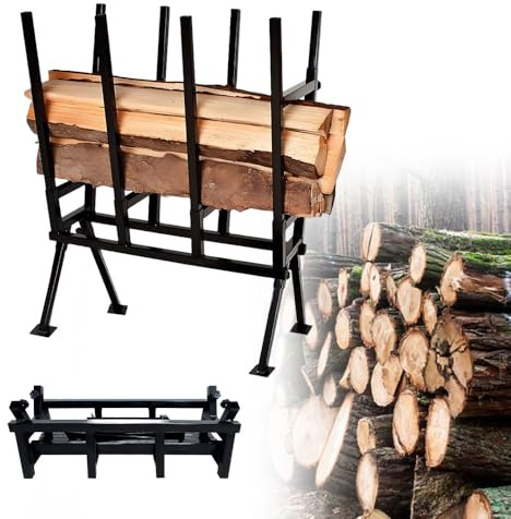 UISEBRT Sågbock med låsbygel, justerbar höjd sågbock, 400 kg lastkapacitet, hopfällbar sågram, väderbeständig för motorsåg och ved, 77 x 53 x 102 cm