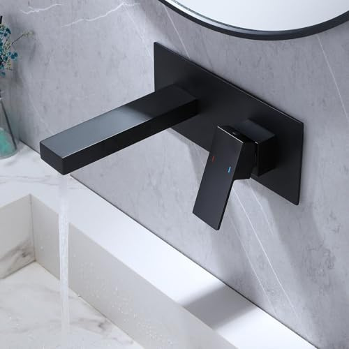 ZYCDP Mitigeur Salle de Bain Encastrable en Laiton Robinet Salle de Bain Monocommande Noir