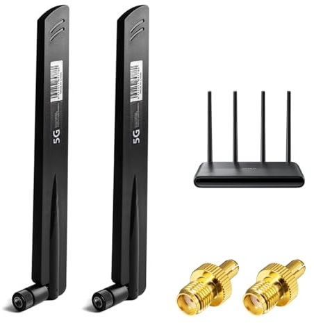 Antena 5G LTE y 4G LTE de 18dBi, Amplificador de Señal Omnidireccional, Conectores SMA/TS9, Frecuencia 600-6000MHz, Ideal para Routers 3G/4G/5G, IoT y Smart Home, Color Negro