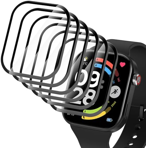 Hianjoo 6 Piezas Protector Pantalla Compatible con Xiaomi Redmi Watch 6, Protector de Pantalla Premium Cobertura Completa Film Láminas [Resistente a Rayones Anti-Shatter] Compatible con Redmi Watch 6
