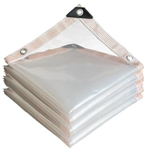 Waterproof Clear Tarps Outdoor, Heavy Duty Garden Rainproof Covering, Tarpaulin Tarp with Reinforced Edges & Silver Grommets, for Greenhouse, Patio, Garden, Porch, Camping
