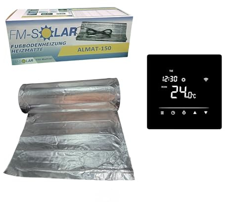 FM-SOLAR Riscaldamento elettrico a pavimento, 2,5 m², 150 W/m², in alluminio + termostato radio, colore: bianco
