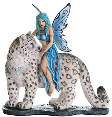 Pacific Giftware Decorative Companion Fairy Hima with Snow Leopard Collectible Decorative Statue 8H