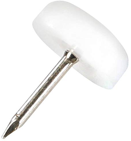 Adsamm® / 100 x Kunststoffgleiter mit Nagel/Weiß/Ø 15 mm/rund/Möbelgleiter mit Nagel/Möbel- und Bodenschutz in Adsamm® Qualität