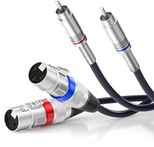 TISINO - Cavo doppio XLR a RCA, resistente, 2 XLR femmina a 2 RCA maschio, collegamento audio stereo HiFi, cavo di interconnessione – 1,5 m