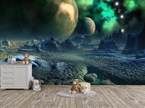 Fotomural vinilo Pared Infantil Planeta Extraterrestre 350x250cm | Fotomurales Pared | Vinilo Decorativo | Ideal para Decoración de Salones y Dormitorios | Diseño Original