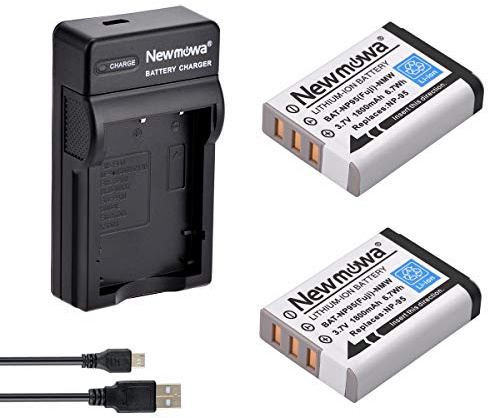 Newmowa NP-95 Akku (2er-Pack) und USB-Ladegerät Set für Fujifilm NP-95