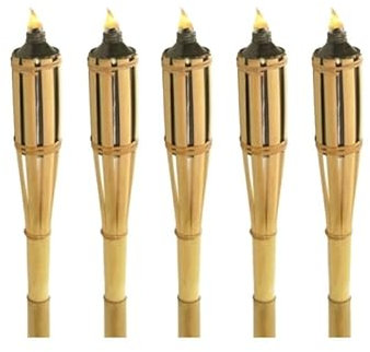 Outils et Nature Torches à huile en bambou 120 cm - Lot de 5
