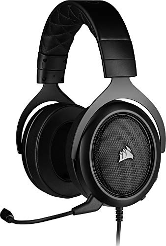 Corsair Hs50 Pro Stereo Cuffie Gaming con Microfono, Padiglioni Memory Foam Regolabili, Cancellazione del Rumore Unidirezionale Microfono con Pc, Ps4, Xbox One, Carbonio