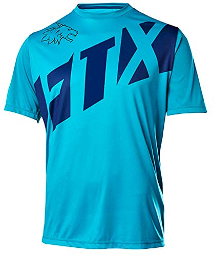 Wisdom Wolf Mens MTB Tops Bike Gym Sports Quick Dry Breathable Short Sleeve Mountain Bike Cycling Jerseys (Small, Black red)