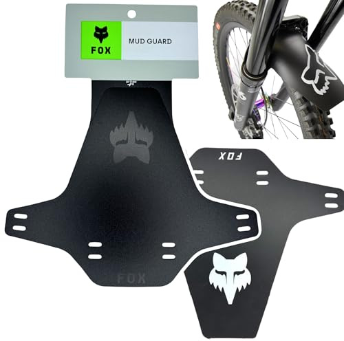 Fantic26 F26 Mud Guard Fahrrad MTB DH FR Ebike kompatibel mit Fox Gabel Spritzschutz Fender Schutzblech (Retro schwarz/Logo Weiss)