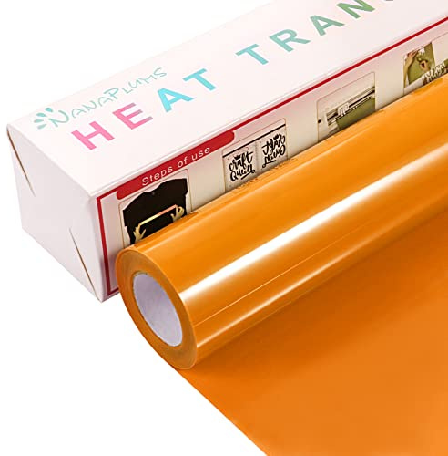 NANAPLUMS Plotterfolie Textil, 30.5cm×4m Flexfolie Plotter Textil, Bügelfolie für Textilien Transferfolie zum Aufbügeln für DIY T-Shirt, Stoffe(Orange Gelb)