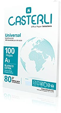 Casterli 81018 Lot de 100 Feuilles Blanches A3 de 80 g/m², Papier Multifonction pour Imprimante (100 Feuilles)